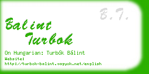 balint turbok business card